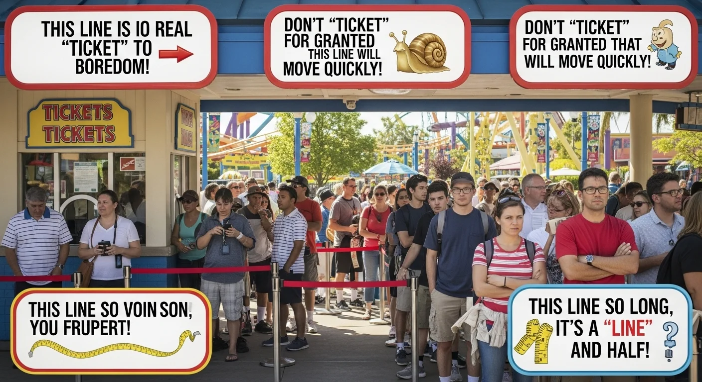 Ticket & Line Adventure Puns